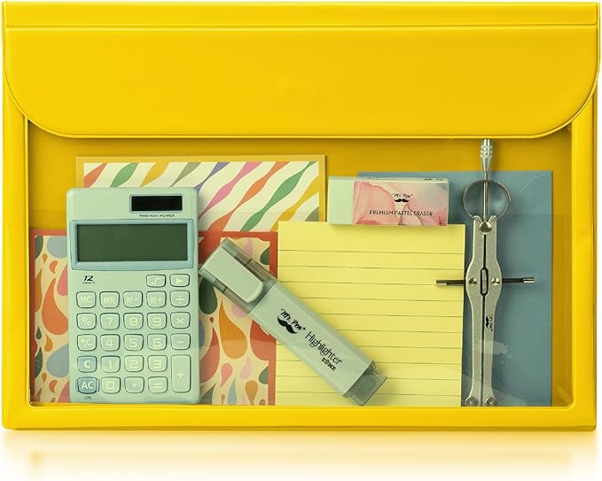 Mr. Pen File Folder - Vibrant Yellow, Letter Size, Document Folder, Clear Plastic Folder