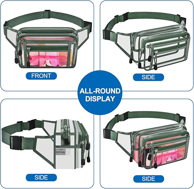 Clear Bag Stadium Approved Clear Fanny Pack for Women for Work,Multi-purpose Waist Bag for Travel & Sporting Event