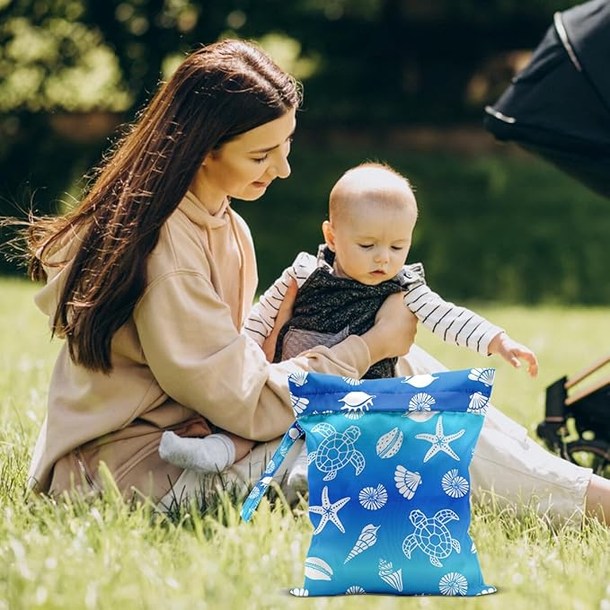 Turtle Wet Dry Bags for Diaper Waterproof Swimsuit Washable Reusable Bag for Beach Diapers Dirty Yoga Gym Clothes Plant Gifts for Men Friend Women