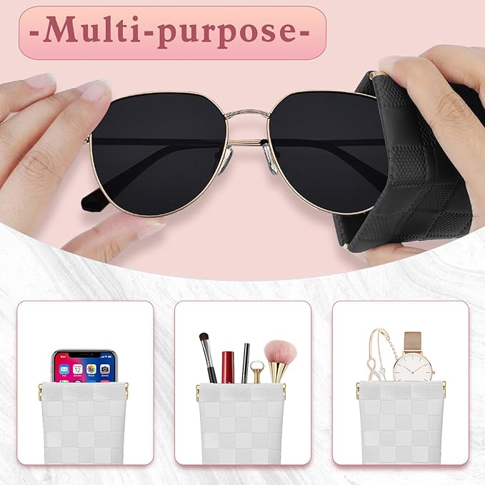 eyeglasses bag Soft Glasses bag, Portable Squeeze Top Sunglasses Case Travel for Women Girls