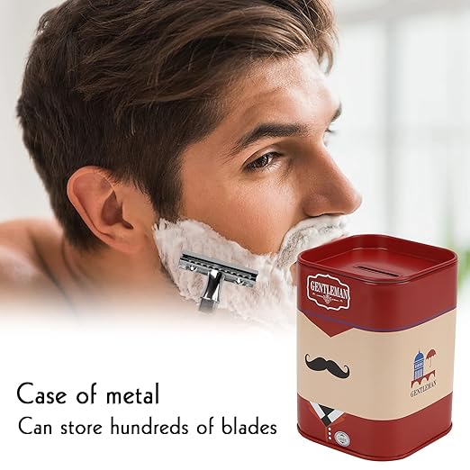 4 Pack Detachable Razor Blade Disposal Container for Used Safety Razor Blade, Large Capacity Iron Disposal Case (Red)