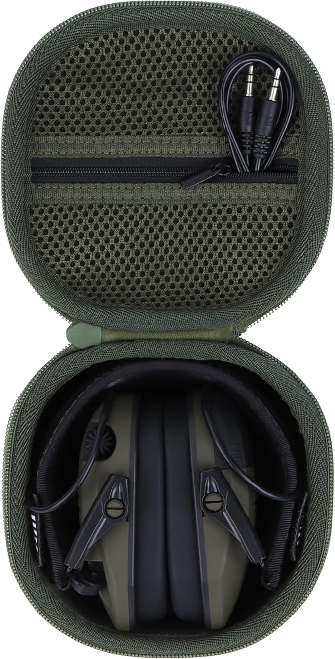 Lebakort Storage Case Compatible with Walkers Razor Slim/PROHEAR 066 030 Electronic Shooting Earmuff Hearing Protection Muff (Army Green Case)