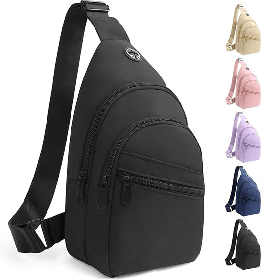HOTOR Sling Bag - Crossbody Bag & Shoulder Bag for Women & Men with Adjustable Strap, for Travel and Camping Essentials - Black 6.7" x 3.2" x 11.4"