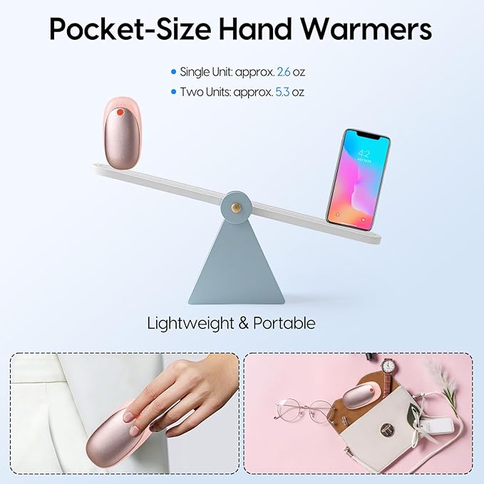 Gosalisu Hand Warmers Rechargeable, AI Electric handwarmers 2 Pack, 6000mAh Portable Heater Reusable, Stocking Stuffers for Women Men Raynauds, Golf, Hunting, Camping, Indoor Outdoor