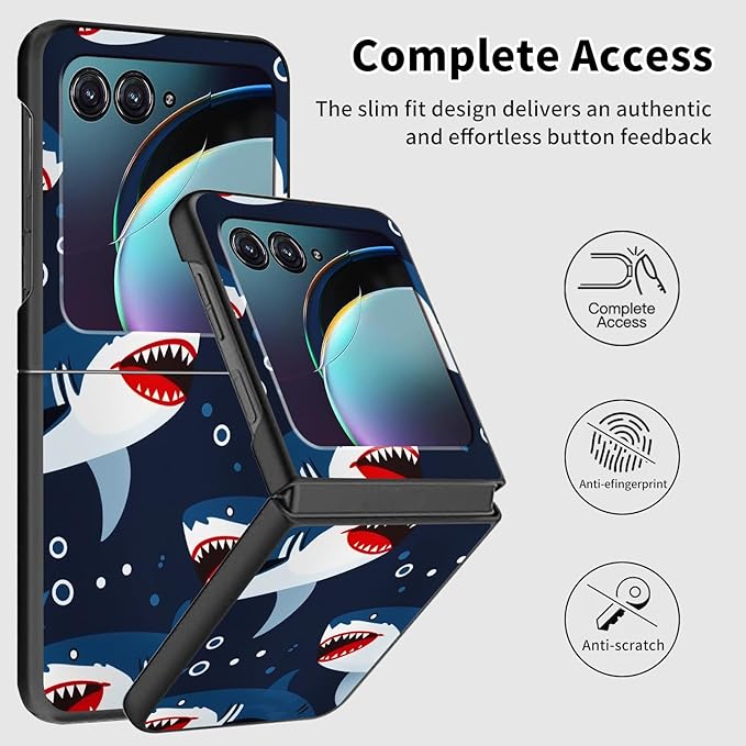 for Motorola Razr 2025 Case,for Moto Razr 60 Phone Case Cute Slim Hard PC Ultra-Thin Anti-Scratches Shockproof Protective Phone Cover,Cartoon Shark