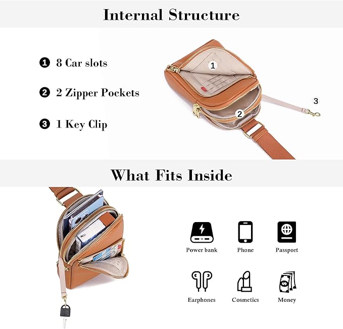 INICAT RFID Blocking Sling Bag, Anti Theft Crossbody Bag for Women Compact Travel Purses Leather