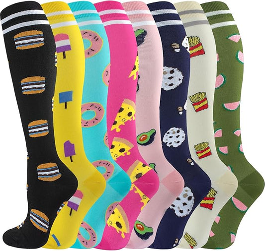 cerpite Compression Socks for Women & Men Circulation 8 Pairs Compression Socks 20-30 mmhg Best for Running,Nurse,Travel