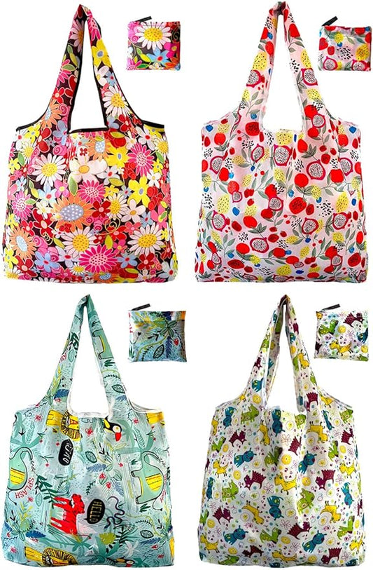Aesthetic Printed Tote Bags, Lightweight Foldable Reusable Carry Bags, Stylish Personalized Storage Handbags for Travel, Camping, Supermarket & Daily Outdoor Use | foldable & portable