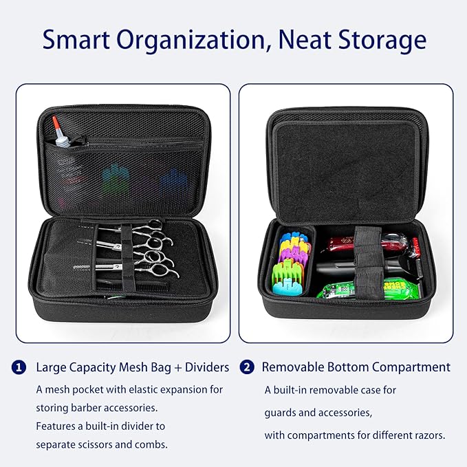 Hard Travel Case for Hair Clippers, Hair Cutting Barber Supplies Holder, Trimmer Organizer Storage Bag for Hatteker/Oneisal/Wahl 5Star/Andis Men Razor Guard Grooming Kits