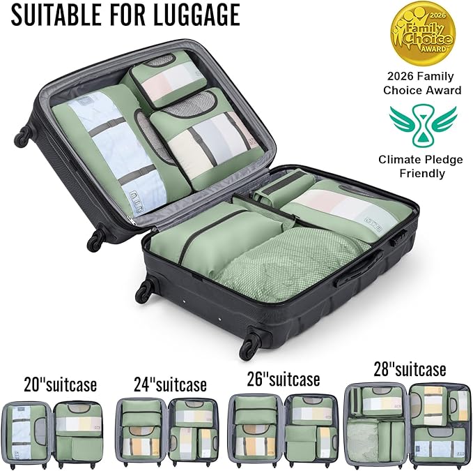 Veken 10 Set Packing Cubes for Travel Essential, Suitcase Organizer Bags in 4 Sizes, Carry-On Luggage Accessories with Large Laundry & Shoes Bag, Must-Have for Airplane, Road Trip & Camping