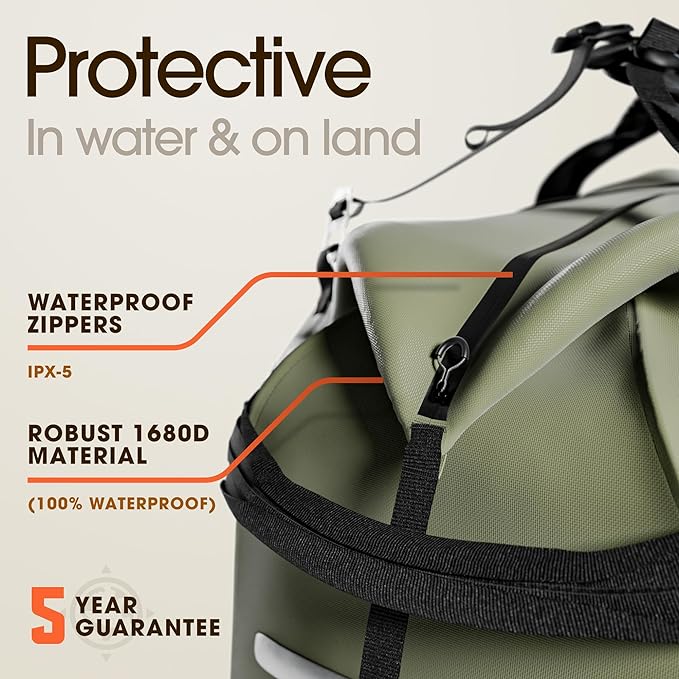 Earth Pak Waterproof Duffel Bag - Large Dry Bag, 1680D TPU, Heavy Duty, Camping & Marine Dry Bag, 8x8 Popout Pocket