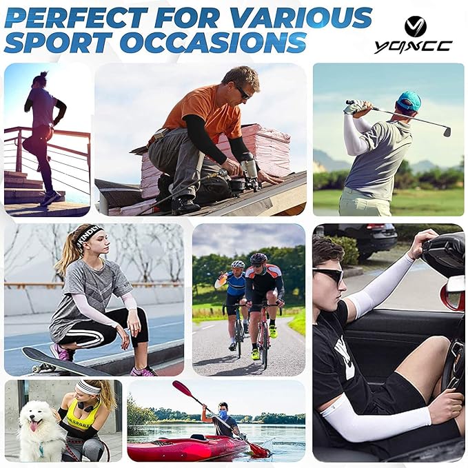 YQXCC 6 Pairs Arm Sleeves for Men Women | UPF 50 Cooling UV Sun Protection | Sports Compression Sleeves