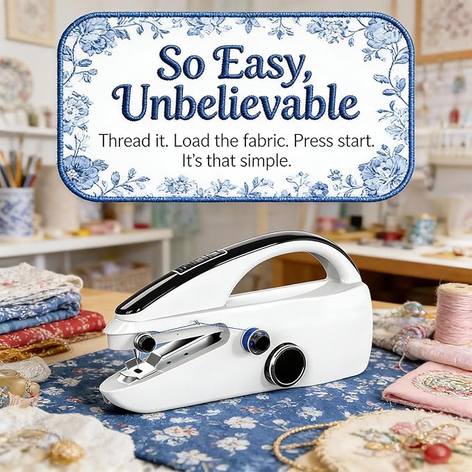 Handheld Sewing Machine, Two-Speed Portable Mini Sewing Machine for Beginners, Electric Handheld Sewing Machine with Red Case & Accessories. DIY Home & Travel Sewing kit for adults.Black