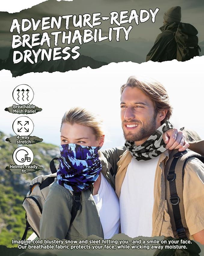 Cuffbow 12 Pack Neck Gaiters Face Mask Balaclava for Men Women Cooling Neck Gaiter Summer UV Protection Scarf