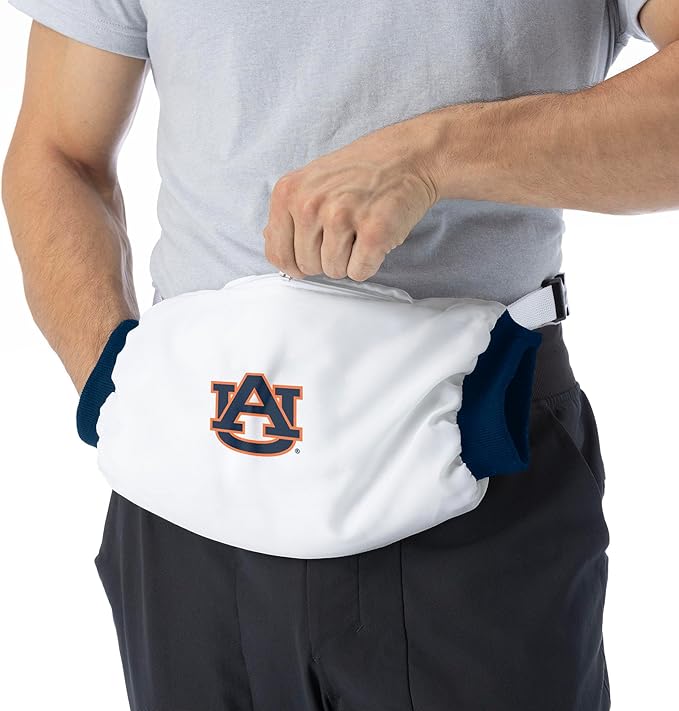 Northwest NCAA Auburn Tigers Hand Warmer with Adjustable Waist Strap, Officially Licensed Cold Weather Hand Muff for College Sports, Outdoor Sports, Insulated Pocket, Polyester, 7 x 15 in
