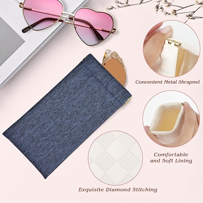 eyeglasses bag Soft Glasses bag, Portable Squeeze Top Sunglasses Case Travel for Women Girls