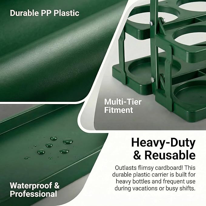 6 Cup Drink Carrier for Delivery - Foldable Drink Holder with Handle, Reusable Cup Carrier for Drinks, Portable Beverage Caddy Accessories for Parties, Camping, Car, Coffee & Bottles (Green)