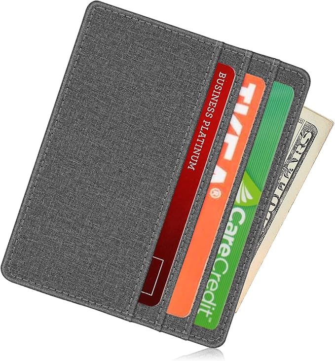 FINTIE Slim Minimalist Front Pocket Wallet, RFID Blocking Credit Card Holder Card Cases with ID Window for Men Women, Denim Gray