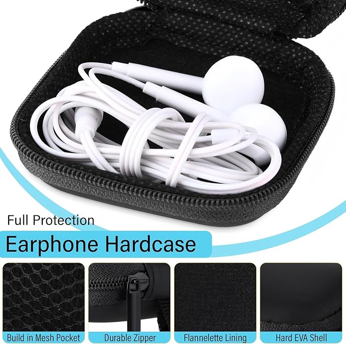 Paterr 30 Pack Square Earbud Case Black Pouch Portable Earbud Storage Holder Small Headphone Carrying Case with Clip for Earpieces Memory Card Camera Chips Storage