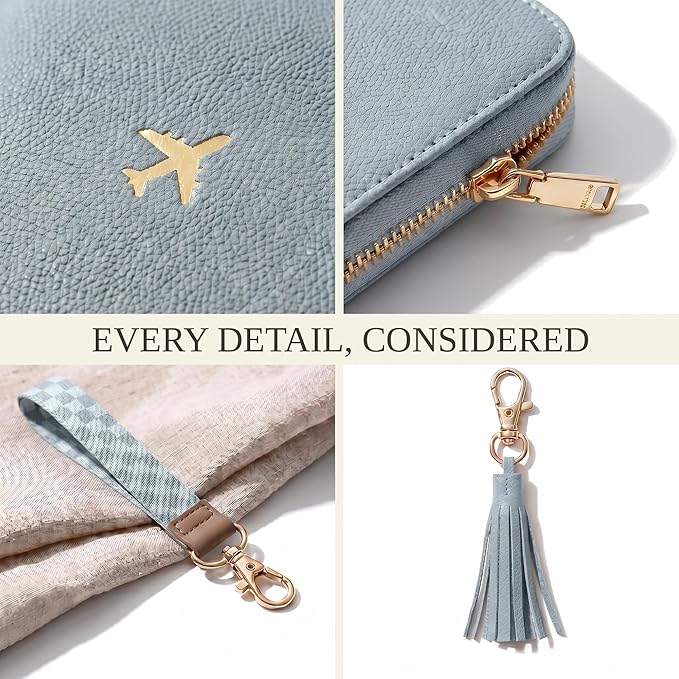 Beautiful Passport Holder for Travel with Wristlet Strap - All-in-One Wallet for Women with Card Slots and Tassel Keychain - Perfect RFID Blocking Case to Keep Your Travel Documents Organized & Safe