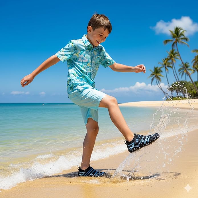 Stelle Kids Water Shoes Wide Toe Box Barefoot Quick Dry Non-Slip Aqua Shoes for Boys Girls Toddler Beach Swim Pool