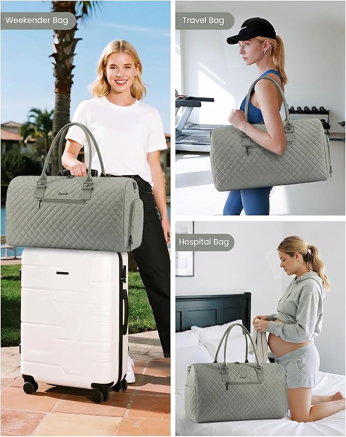 LOVEVOOK Travel Duffle Bag, Weekender Bag for Women with Toiletry Bag, Carry on Overnight Bag with Shoe Compartment, Gym Duffel Bag with Wet Pocket, Mommy Hospital Bags for Labor and Delivery