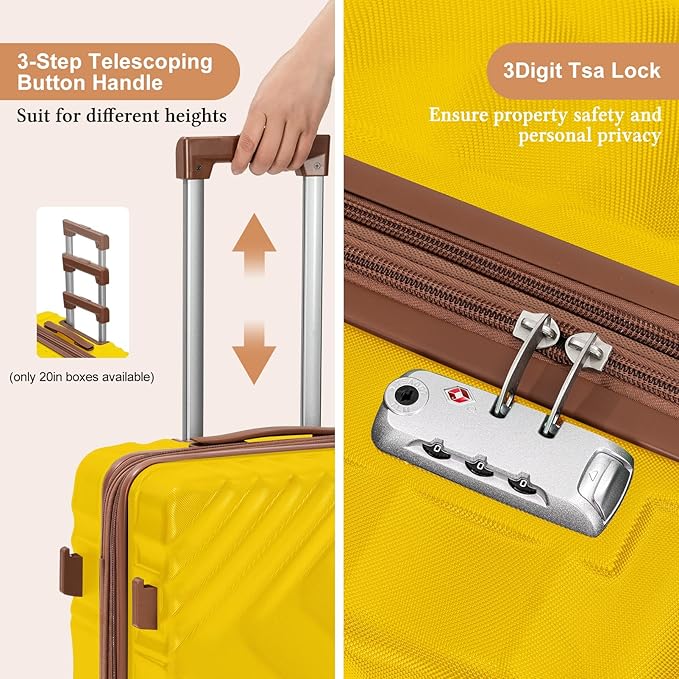 Rosamo 5 Piece Luggage Set Expandable Hardside, 20/24/28in Suitcases with Matching Travel Bags, 22x14x9 Airline Approved Carry On, TSA Lock, Spinner Wheels, ABS+PC