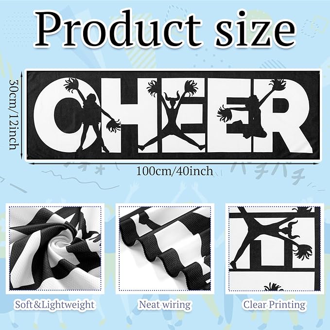 24 Pcs Cheerleader Cooling Towel Cheer Gifts Bulk for Team Cheer Sports Gifts with Bags 40" x 12" Breathable Chilly Microfiber Cooling Towel for Yoga Sport Gym Party Favor (Black)