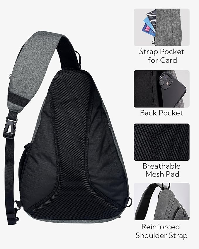 WATERFLY Sling Bag Sling Backpack Small Crossbody Shoulder Bag for Men Women Traveling Cycling Hiking Daypack