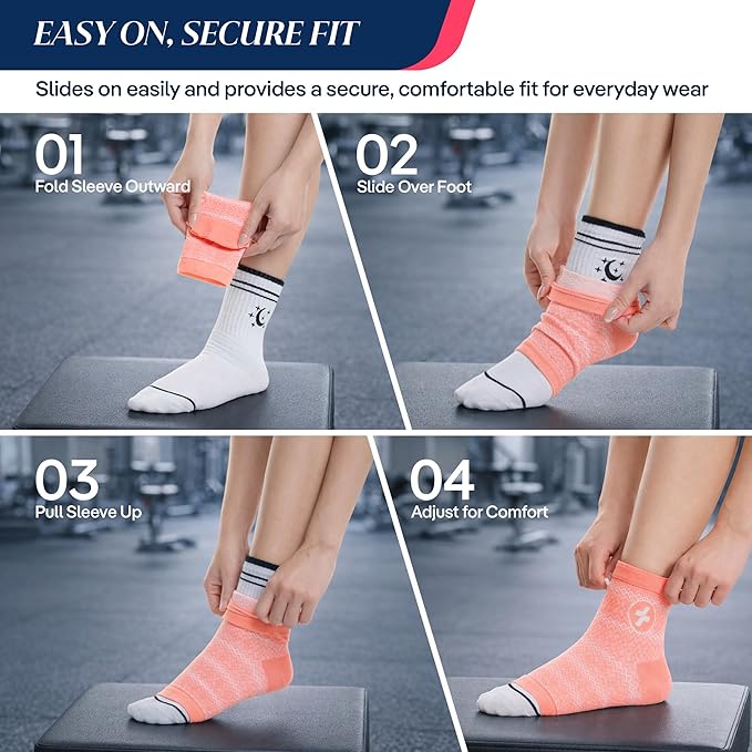 COOLMATE Ankle Support Light Compression Socks for Women and Men, Toeless Arch Support Sleeve for Running, Walking, Workout