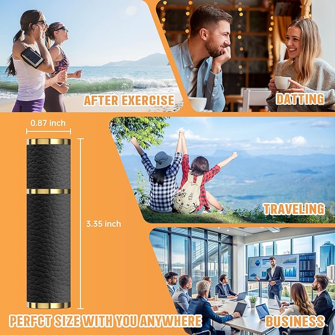 5ml Travel Perfume Atomizer Refillable, Mini Portable Genuine Leather Cologne Sprayer, Pocket Size Empty Fragrance Spray Bottle - Gift for Women Men (Black)
