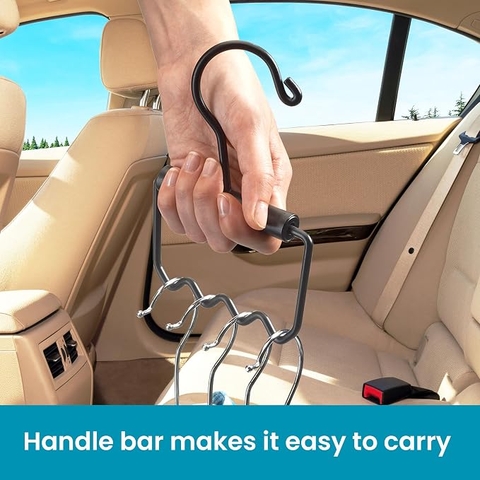 High Road Heavy Duty Car Hanger - Set of 2 Solid Metal Car Clothes Hangers with Carry Handle and Hooks for Dry Cleaning, Moving and Road Trips