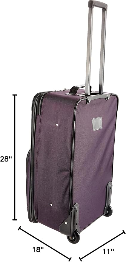 Rockland Fashion Softside 4 Piece Luggage Set, Expandable, (14" Tote/19"/24"/28"), Purple