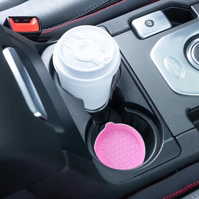 Amooca Automotive Cup Holders Universal Car Cup Coaster Waterproof Non-Slip Sift-Proof Spill Holder Car Interior Accessories 4 Pack Pink