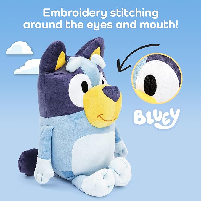 Jay Franco Kids Plush Pillow Buddy - 19 Inches Ultra-Soft Stuffed Plushie & Cozy Pillow, Official Licensed Bluey, Blue - Bluey