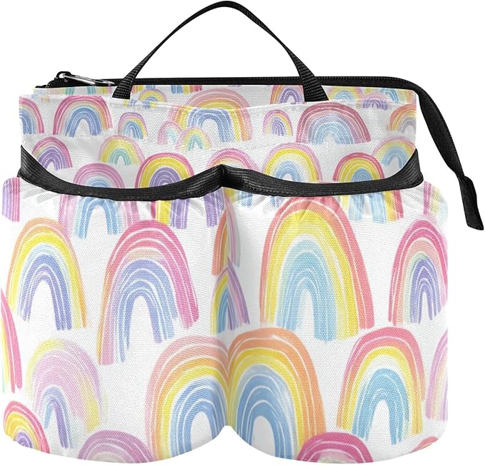 Luggage Cup Holder for Suitcases Free Hands Suitcase Cup Holder Travel Luggage Drink Holder Portable Luggage Cup Caddy Bag Carrier with Handle Gradient Cute Rainbows