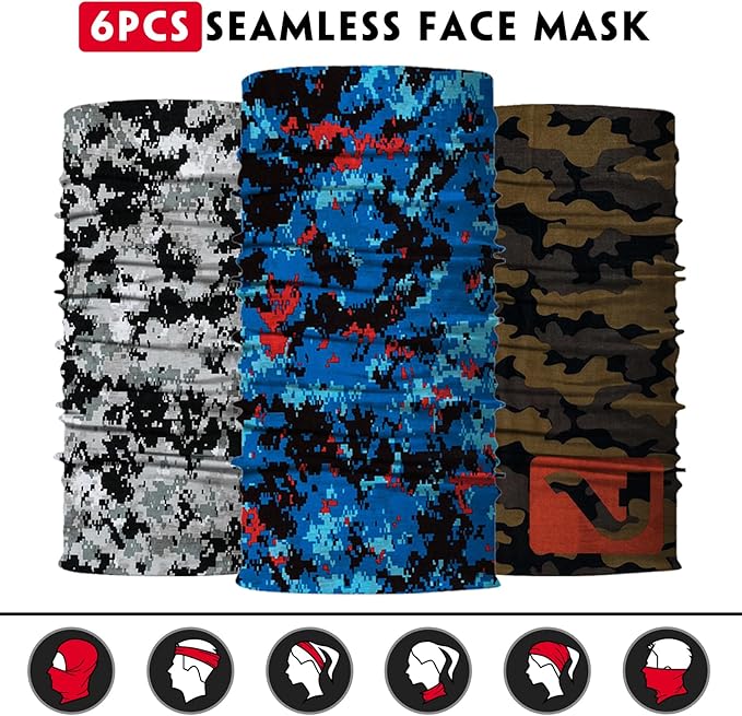 Neck Gaiter for Men Women Headwear Bandana Head Wrap Face Scarf Mask Cover Warmer Balaclava-Seamless & Versatile