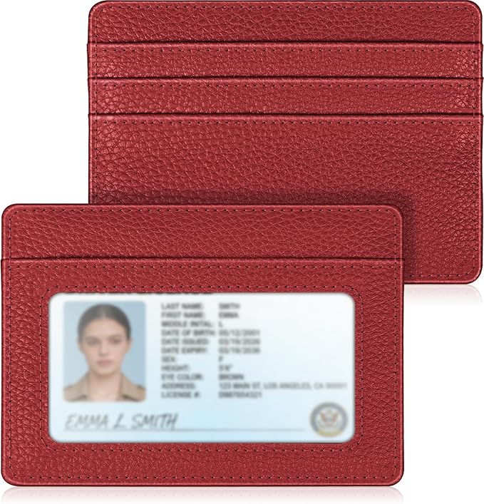 FINTIE Slim Minimalist Front Pocket Wallet, RFID Blocking Credit Card Holder Card Cases with ID Window for Men Women, Poppy Red
