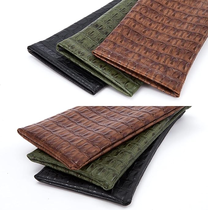 TRIUMPH VISION Squeeze Leather Sunglasses Pouch - 3 Pack Glasses Case Soft Eyeglass Sleeve Pouch Holder