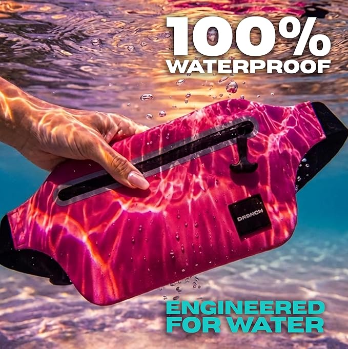 Drench Waterproof Fanny Pack & Floating Phone Pouch | IPX8 Submersible Waist Pack Dry Bag for Beach, Pool, Cruise Travel, Girls Trips, Snorkeling, Kayaking & Water Sports | Pink