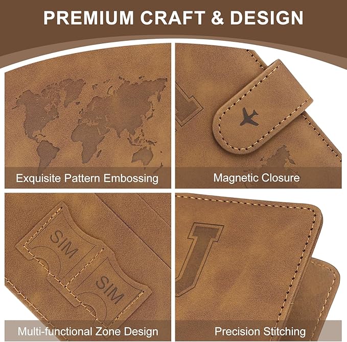 ILIYAH-Passport Cover-Passport Holder Travel Wallet-RFID Blocking Passport Case Travel Accessories Card Holder Wallet Unisex Travel Gifts (Brown S)