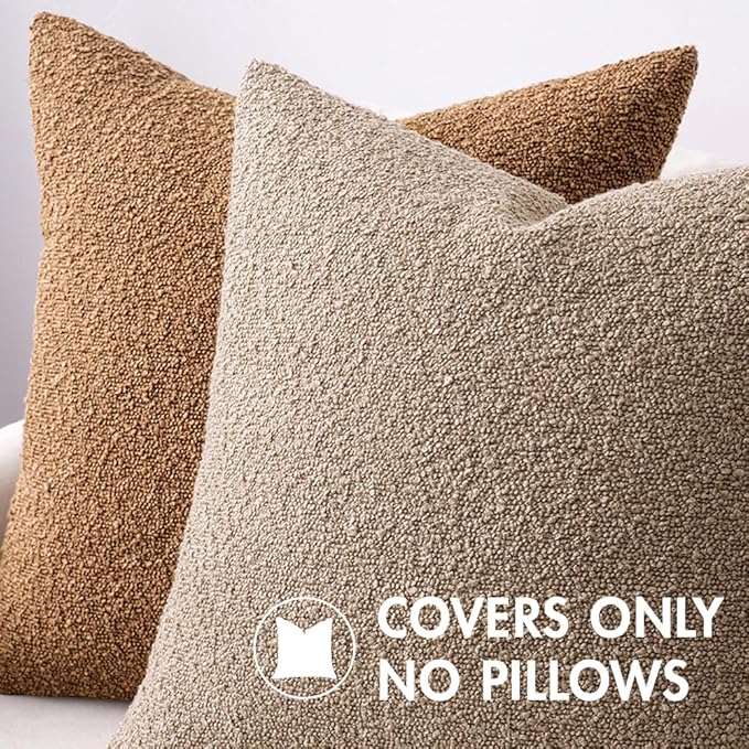 MIULEE Textured Boucle Throw Pillow Cover Brown Accent Solid Lumbar Pillow Case Decorative Vintage Soft Pack of 1 Couch Cushion Mid Century Chair Sofa Bedroom Livingroom Home Decor,24x12 Inch