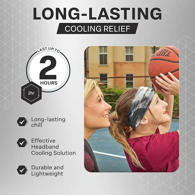 COLD FACTOR Cooling Headband for Women and Men – UPF 50+ Advanced Evaporative Comfort, Instant Cooling Sweatband for Outdoor Sports, Fitness, Yoga, Hiking, Running, and Workout