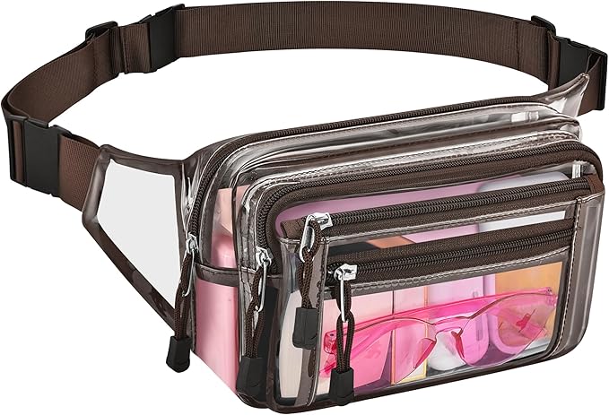 Clear Bag Stadium Approved Clear Fanny Pack for Women for Work,Multi-purpose Waist Bag for Travel & Sporting Event