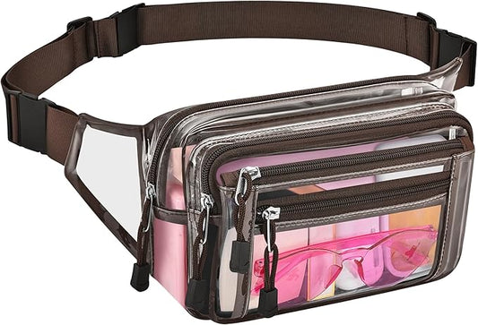 Clear Bag Stadium Approved Clear Fanny Pack for Women for Work,Multi-purpose Waist Bag for Travel & Sporting Event