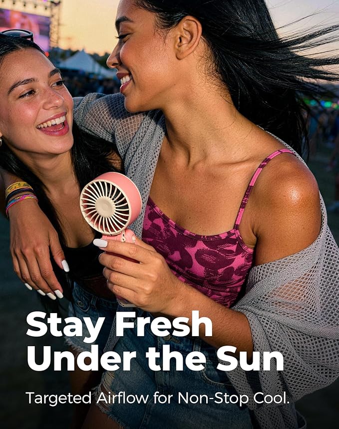 Diveblues Portable Turbo Fan, Small High Speed Handheld Fan, 180° Foldable 4-in-1 Personal Neck Fan with Carabiner Clip, 100 Speed Stepless Control, USB-C Rechargeable for Travel, Makeup Hot Flashes
