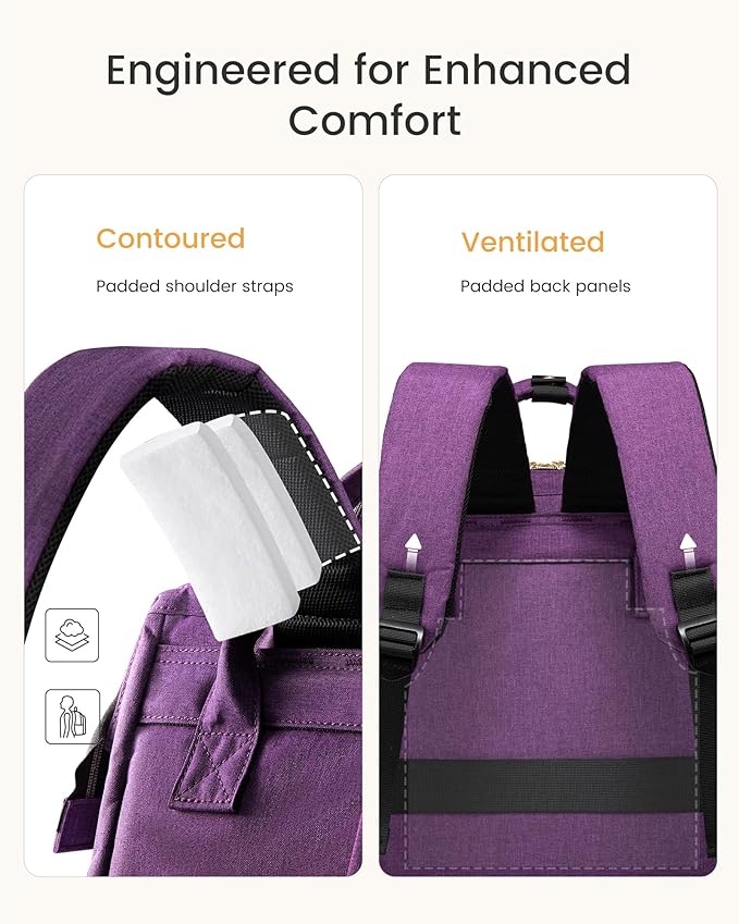 LOVEVOOK Laptop Backpack for Women with Giant Tumbler Holder Pocket,15.6 inch Waterproof Travel Backpack Purse Computer Laptop Bag,Large Professional Work College Nurse Teacher Backpack,Beige Apricot