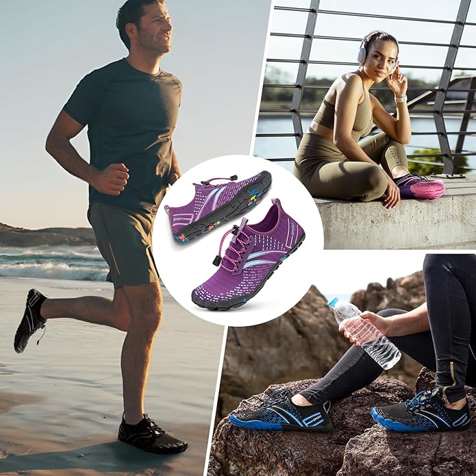 ATHMILE Hiking Barefoot Water Shoes for Women Men Beach Swim Aqua Pool River Quick Dry Athletic Wide Toe Outdoor Sport Kayaking Boating Rock Climbing Yoga Lake