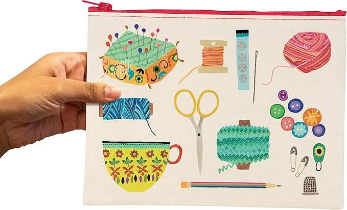 Blue Q Zipper Pouch, Made from 95% Recycled Material, 7.25" h x 9.5" w, Colorful Chunky Zipper