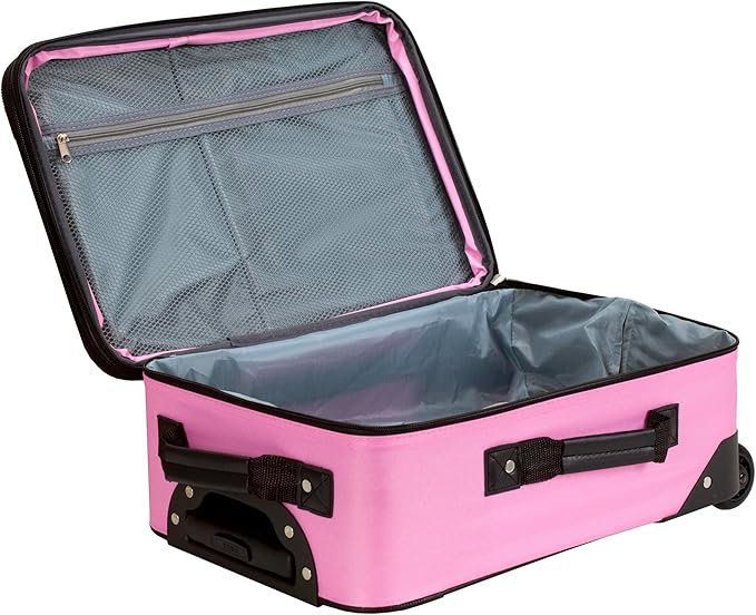 Rockland Fashion Softside Upright Luggage Set, Expandable, Pink, 4-Piece (14/19/24/28)